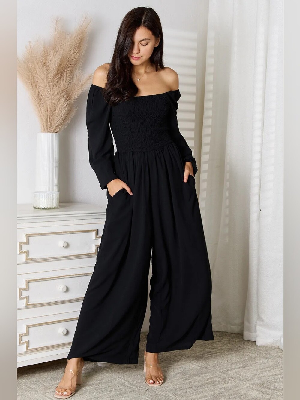 KLYDSCPE Square Neck Jumpsuit with Pockets